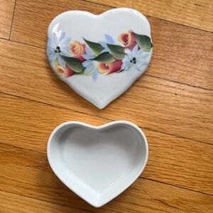 Heart-Shaped Floral Trinket Box